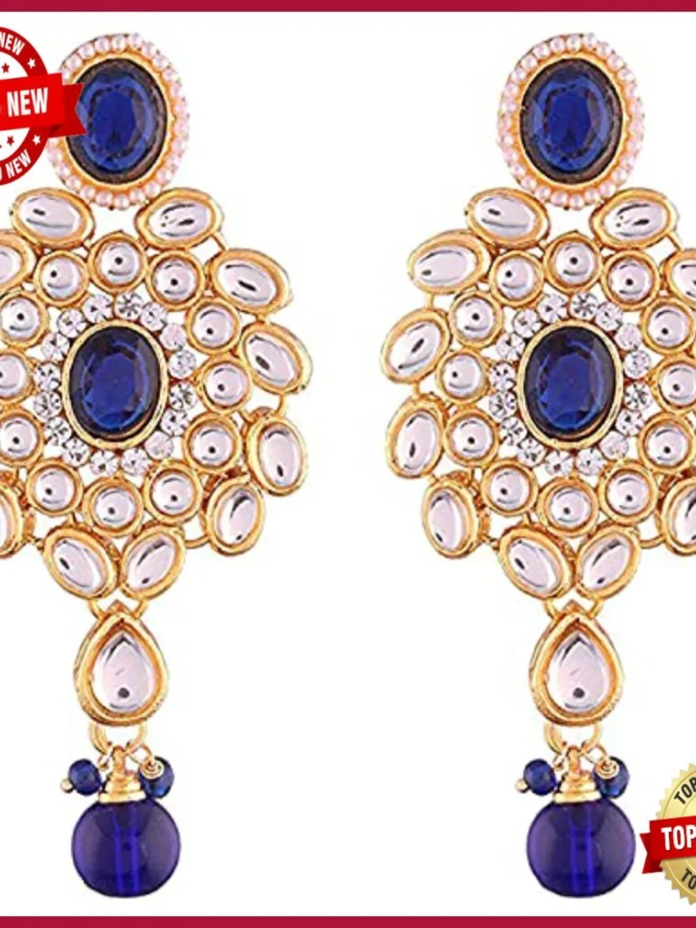 Fancy Bollywood Party Wear Necklace Set with Earrings Maang Tikka Indian Kundan